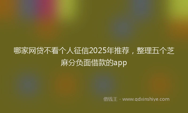 哪家网贷不看个人征信2025年推荐，整理五个芝麻分负面借款的app