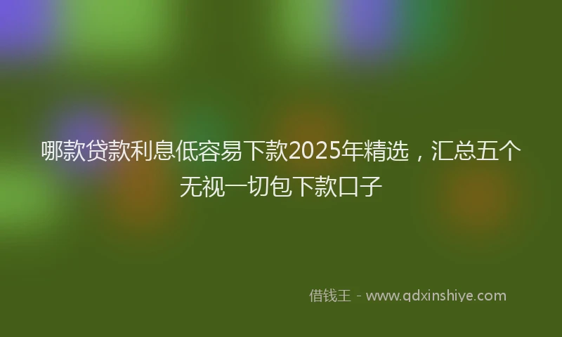 哪款贷款利息低容易下款2025年精选，汇总五个无视一切包下款口子