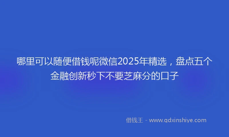 哪里可以随便借钱呢微信2025年精选，盘点五个金融创新秒下不要芝麻分的口子