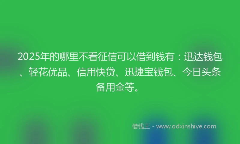 2025年的哪里不看征信可以借到钱有：迅达钱包、轻花优品、信用快贷、迅捷宝钱包、今日头条备用金等。