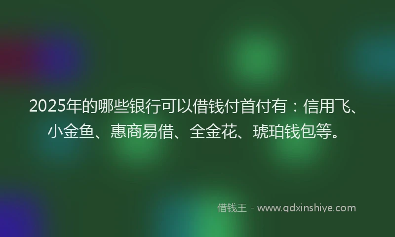 2025年的哪些银行可以借钱付首付有：信用飞、小金鱼、惠商易借、全金花、琥珀钱包等。