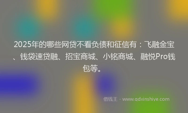 2025年的哪些网贷不看负债和征信有：飞融金宝、钱袋速贷融、招宝商城、小铭商城、融悦Pro钱包等。