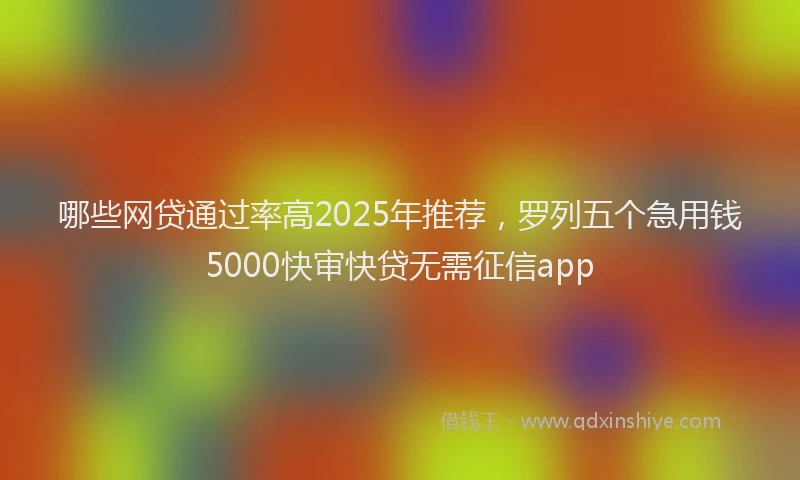 哪些网贷通过率高2025年推荐，罗列五个急用钱5000快审快贷无需征信app