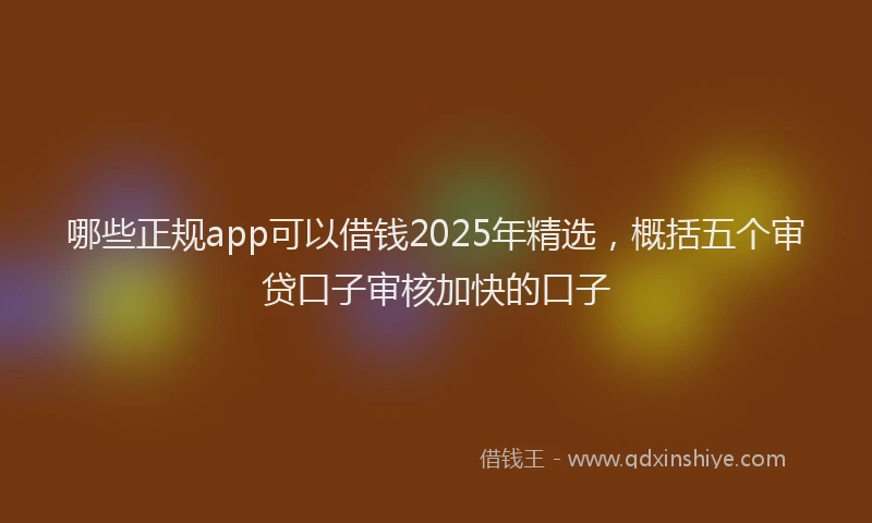 哪些正规app可以借钱2025年精选，概括五个审贷口子审核加快的口子