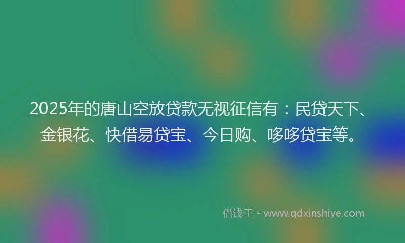 2025年的唐山空放贷款无视征信有：民贷天下、金银花、快借易贷宝、今日购、哆哆贷宝等。
