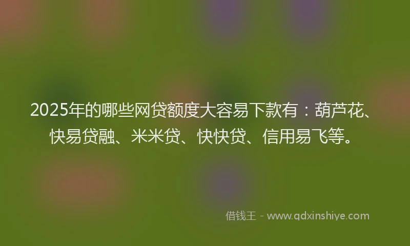 2025年的哪些网贷额度大容易下款有：葫芦花、快易贷融、米米贷、快快贷、信用易飞等。