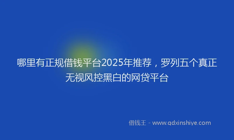 哪里有正规借钱平台2025年推荐，罗列五个真正无视风控黑白的网贷平台