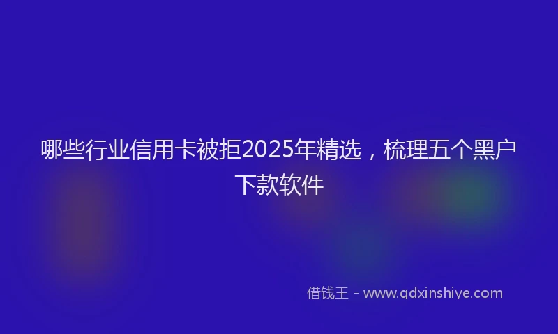 哪些行业信用卡被拒2025年精选，梳理五个黑户下款软件