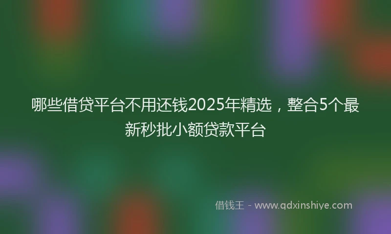 哪些借贷平台不用还钱2025年精选，整合5个最新秒批小额贷款平台