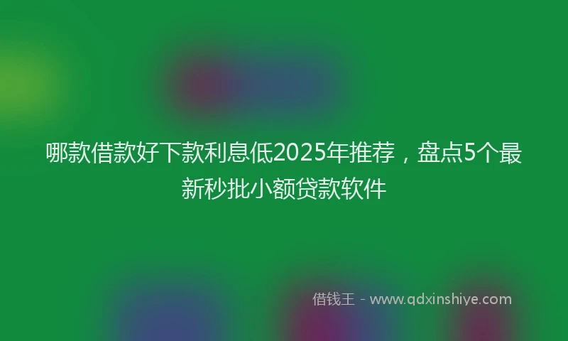哪款借款好下款利息低2025年推荐，盘点5个最新秒批小额贷款软件