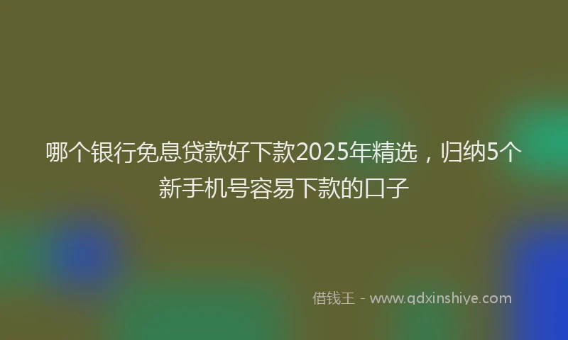 哪个银行免息贷款好下款2025年精选，归纳5个新手机号容易下款的口子