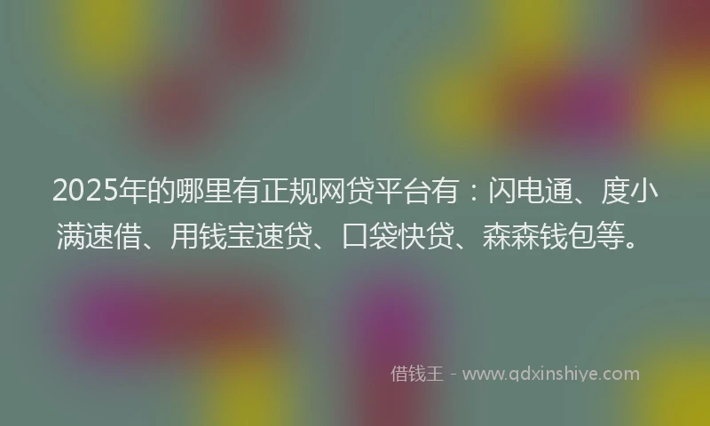 2025年的哪里有正规网贷平台有：闪电通、度小满速借、用钱宝速贷、口袋快贷、森森钱包等。