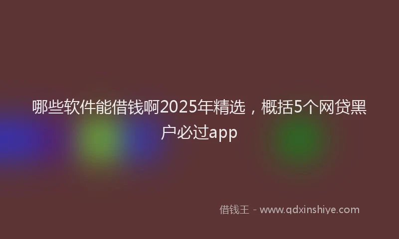 哪些软件能借钱啊2025年精选，概括5个网贷黑户必过app