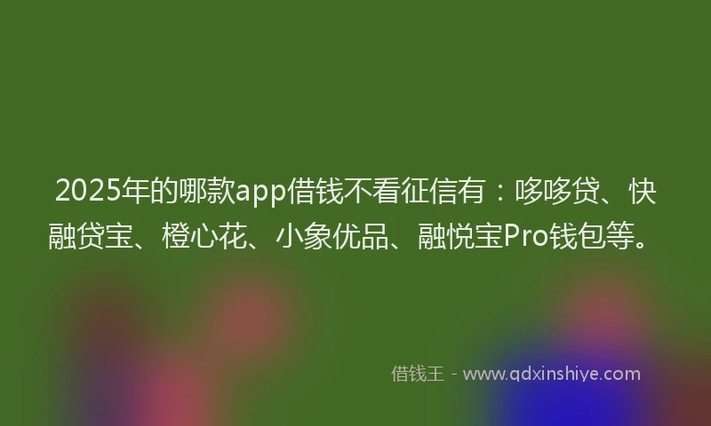 2025年的哪款app借钱不看征信有：哆哆贷、快融贷宝、橙心花、小象优品、融悦宝Pro钱包等。