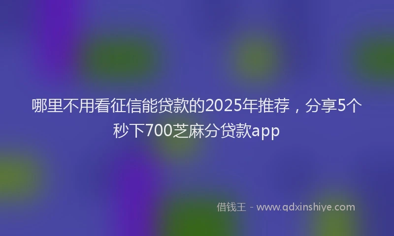 哪里不用看征信能贷款的2025年推荐，分享5个秒下700芝麻分贷款app