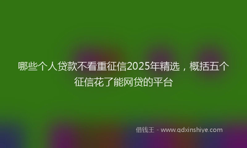 哪些个人贷款不看重征信2025年精选，概括五个征信花了能网贷的平台