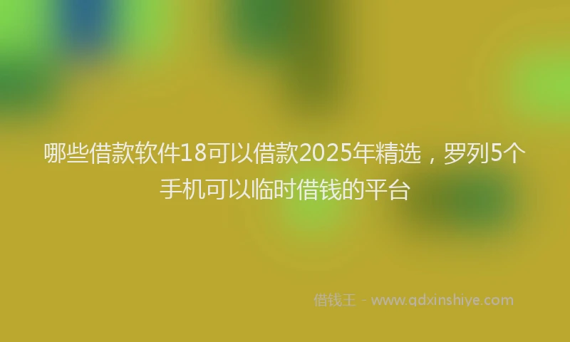 哪些借款软件18可以借款2025年精选，罗列5个手机可以临时借钱的平台