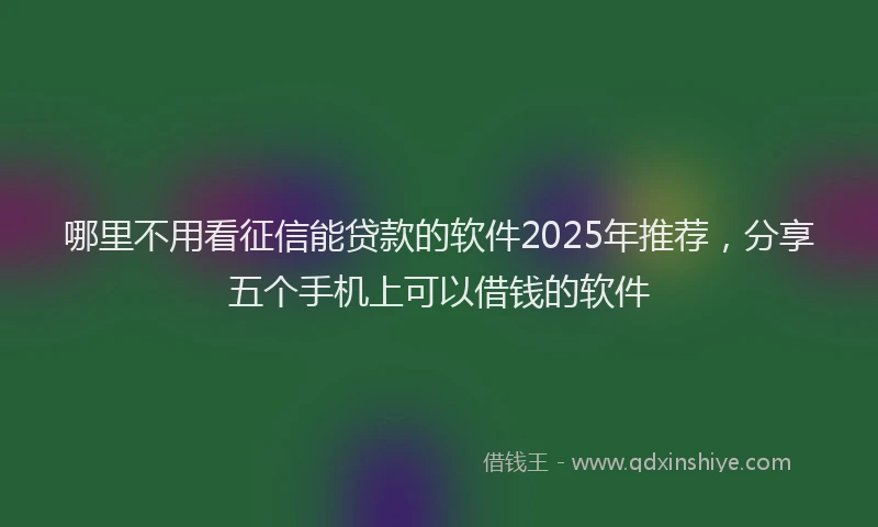 哪里不用看征信能贷款的软件2025年推荐，分享五个手机上可以借钱的软件