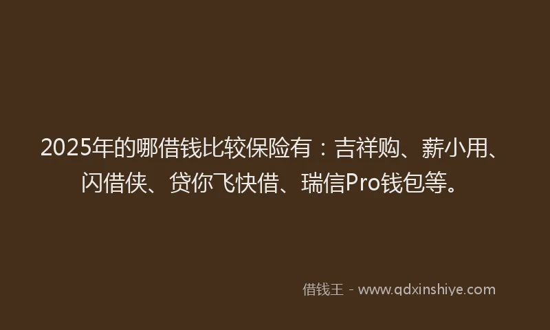 2025年的哪借钱比较保险有：吉祥购、薪小用、闪借侠、贷你飞快借、瑞信Pro钱包等。