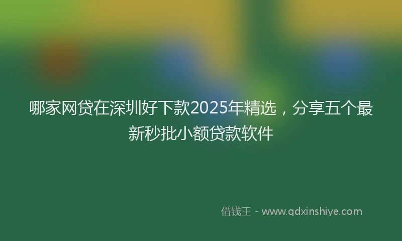 哪家网贷在深圳好下款2025年精选,分享五个最新秒批小额贷款软件