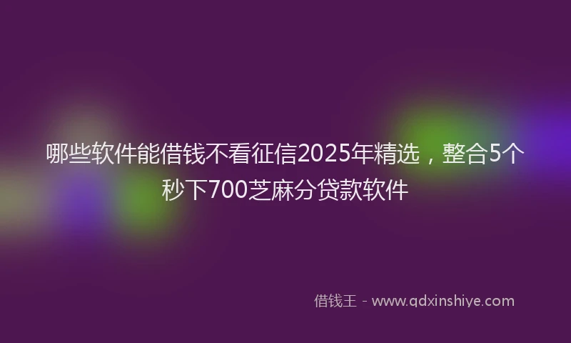 哪些软件能借钱不看征信2025年精选，整合5个秒下700芝麻分贷款软件