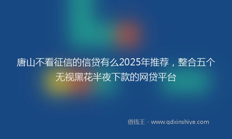 唐山不看征信的信贷有么2025年推荐，整合五个无视黑花半夜下款的网贷平台