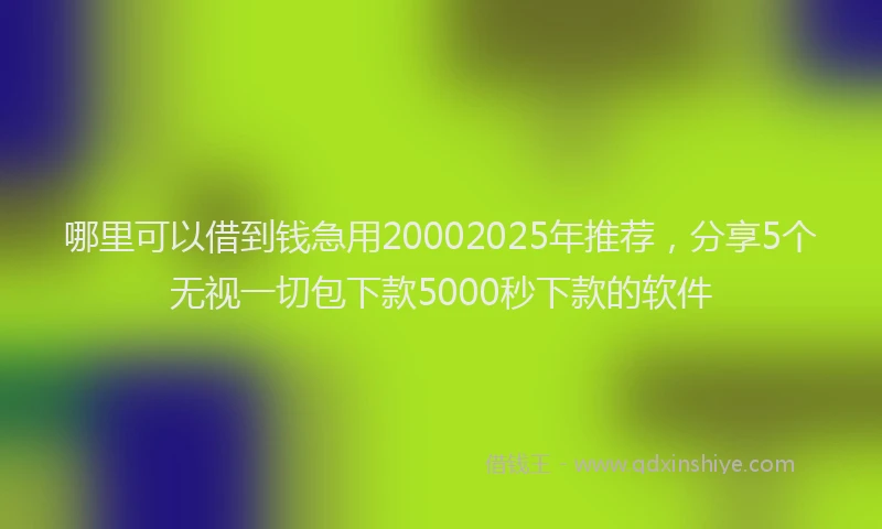 哪里可以借到钱急用20002025年推荐，分享5个无视一切包下款5000秒下款的软件