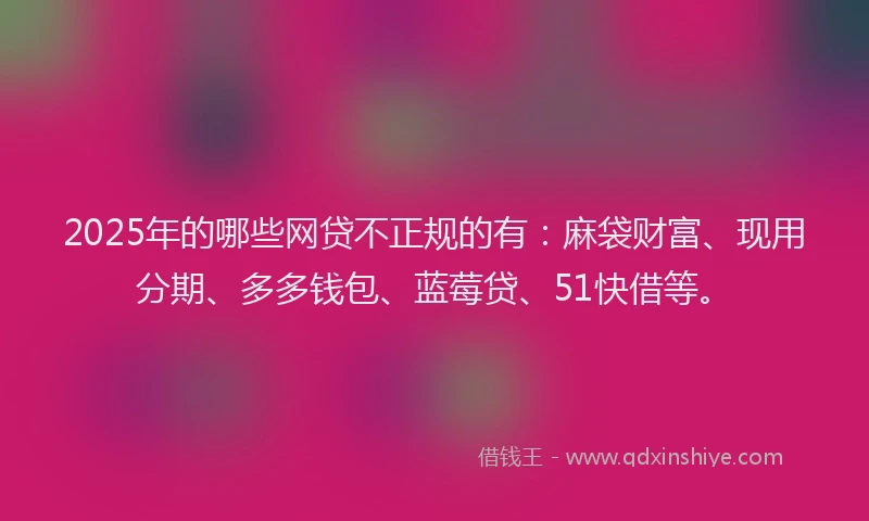 2025年的哪些网贷不正规的有：麻袋财富、现用分期、多多钱包、蓝莓贷、51快借等。