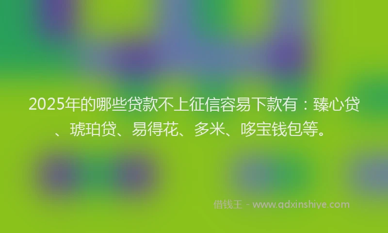 2025年的哪些贷款不上征信容易下款有:臻心贷、琥珀贷、易得花、多米、哆宝钱包等。