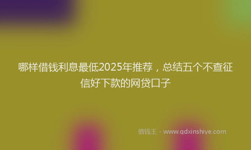 哪样借钱利息最低2025年推荐，总结五个不查征信好下款的网贷口子