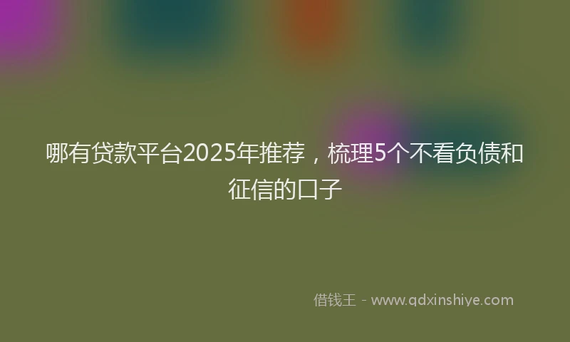 哪有贷款平台2025年推荐，梳理5个不看负债和征信的口子