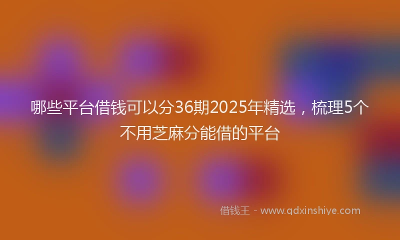 哪些平台借钱可以分36期2025年精选，梳理5个不用芝麻分能借的平台