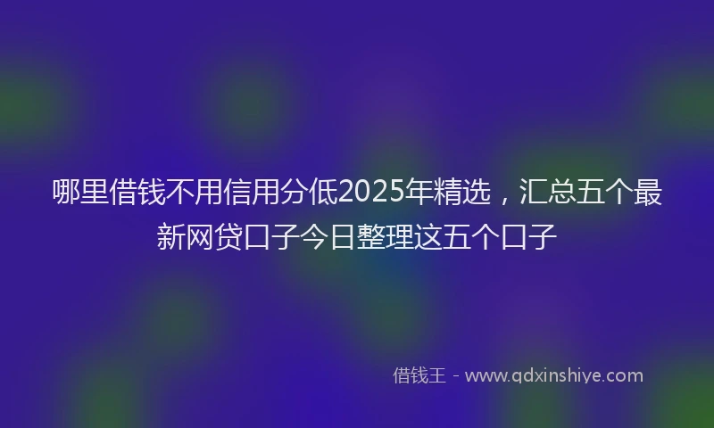 哪里借钱不用信用分低2025年精选，汇总五个最新网贷口子今日整理这五个口子
