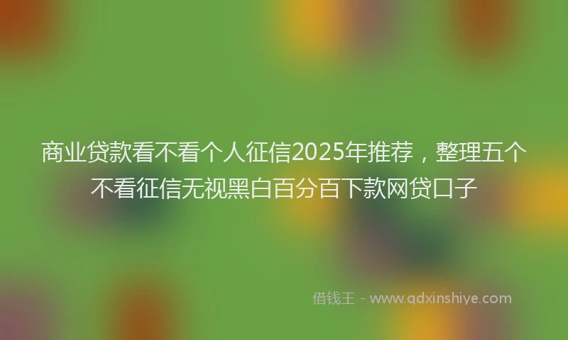商业贷款看不看个人征信2025年推荐，整理五个不看征信无视黑白百分百下款网贷口子