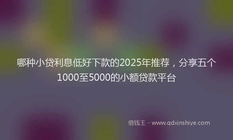 哪种小贷利息低好下款的2025年推荐，分享五个1000至5000的小额贷款平台