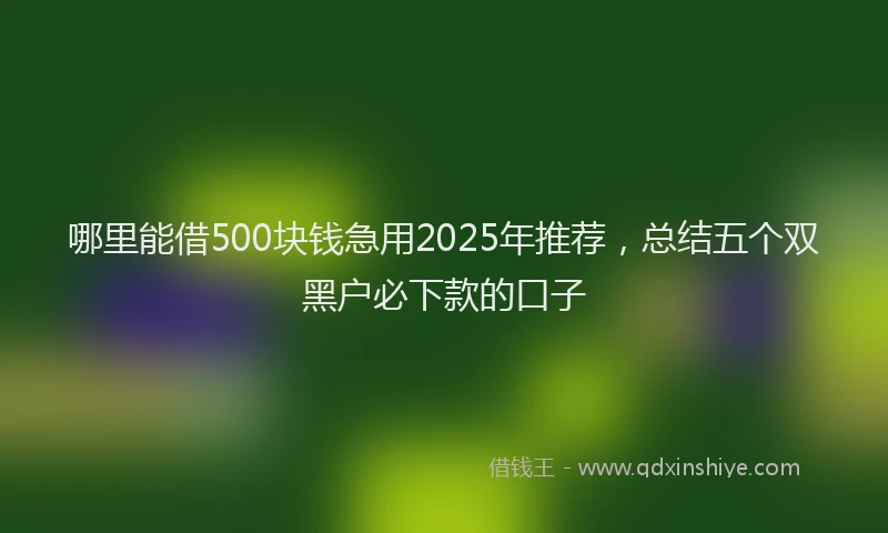 哪里能借500块钱急用2025年推荐，总结五个双黑户必下款的口子