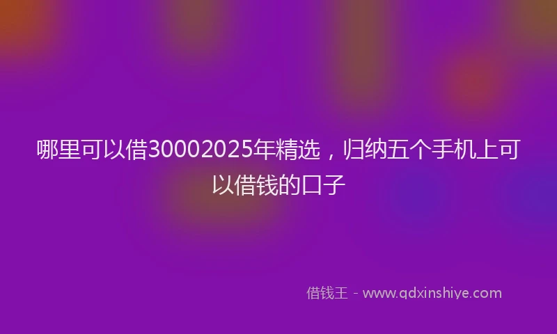哪里可以借30002025年精选，归纳五个手机上可以借钱的口子