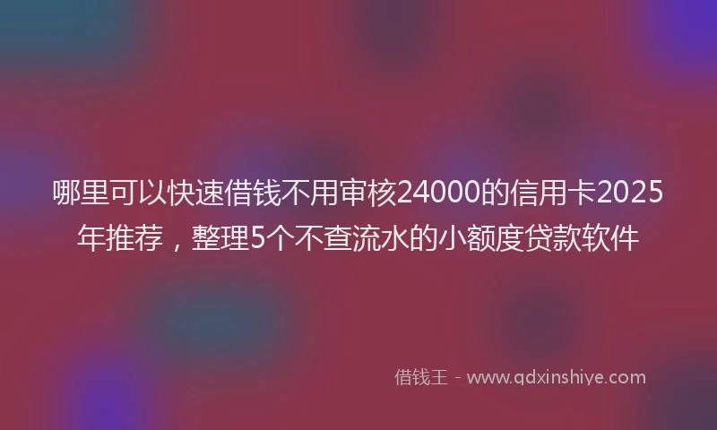 哪里可以快速借钱不用审核24000的信用卡2025年推荐，整理5个不查流水的小额度贷款软件