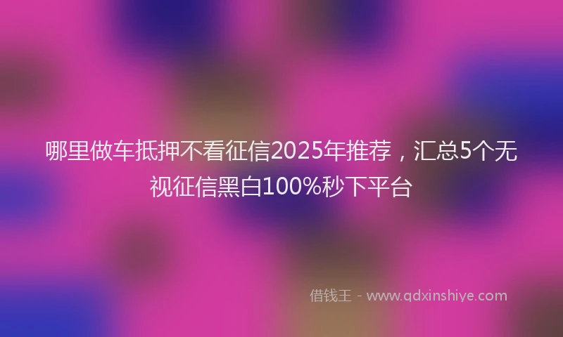 哪里做车抵押不看征信2025年推荐，汇总5个无视征信黑白100%秒下平台