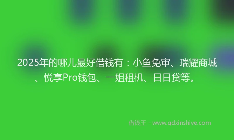 2025年的哪儿最好借钱有：小鱼免审、瑞耀商城、悦享Pro钱包、一姐租机、日日贷等。