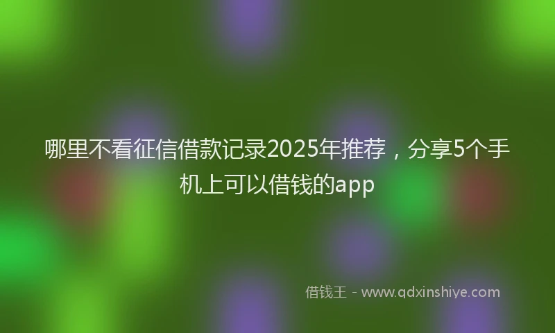 哪里不看征信借款记录2025年推荐，分享5个手机上可以借钱的app