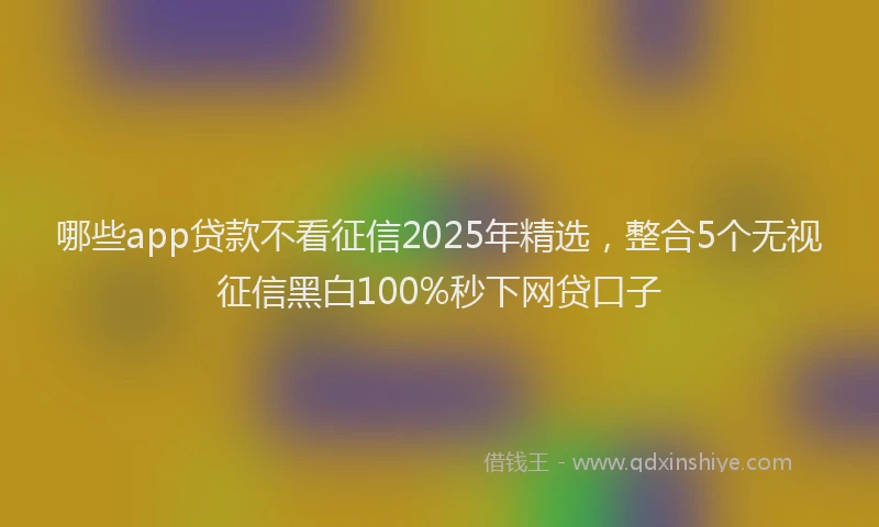 哪些app贷款不看征信2025年精选，整合5个无视征信黑白100%秒下网贷口子