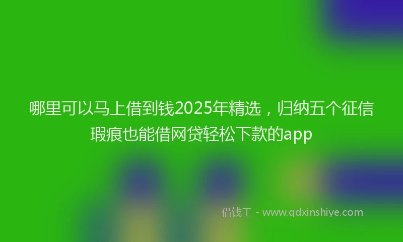 哪里可以马上借到钱2025年精选，归纳五个征信瑕疵也能借网贷轻松下款的app