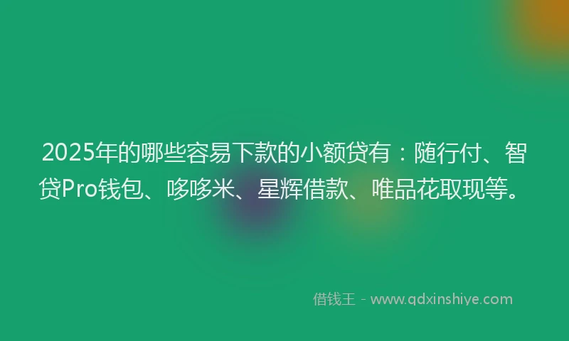 2025年的哪些容易下款的小额贷有：随行付、智贷Pro钱包、哆哆米、星辉借款、唯品花取现等。