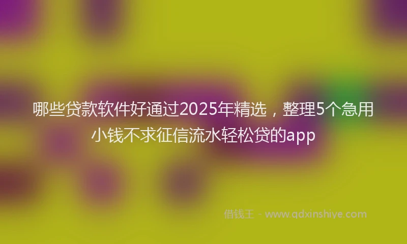 哪些贷款软件好通过2025年精选，整理5个急用小钱不求征信流水轻松贷的app
