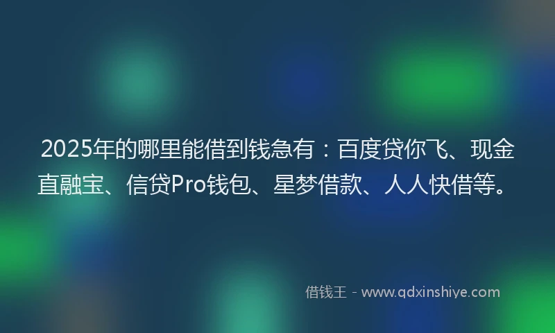 2025年的哪里能借到钱急有：百度贷你飞、现金直融宝、信贷Pro钱包、星梦借款、人人快借等。