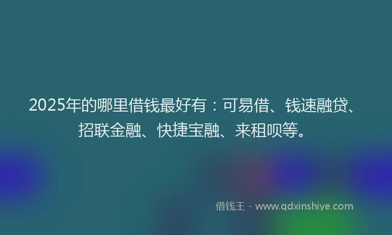 2025年的哪里借钱最好有：可易借、钱速融贷、招联金融、快捷宝融、来租呗等。