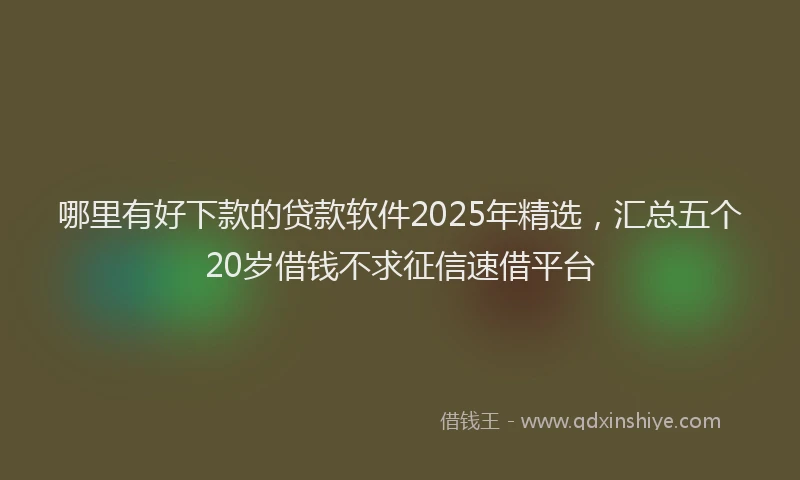 哪里有好下款的贷款软件2025年精选,汇总五个20岁借钱不求征信速借平台