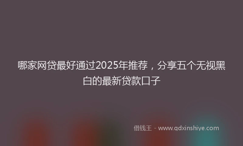 哪家网贷最好通过2025年推荐，分享五个无视黑白的最新贷款口子