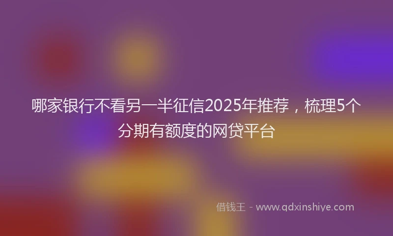哪家银行不看另一半征信2025年推荐，梳理5个分期有额度的网贷平台